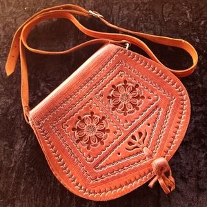 Vintage Moroccan Leather Hand Tooled Purse